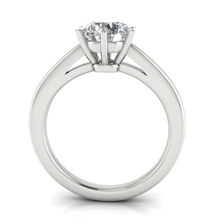 6 Prong Cathedral Round Cut Lab Diamond Engagement Ring
