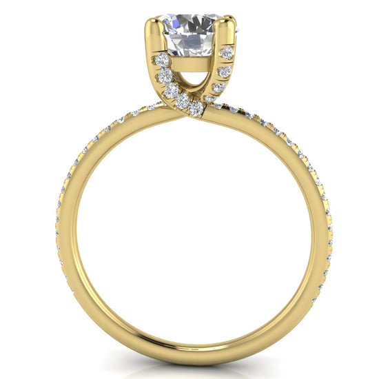 Prong pave Round Cut Moissanite Engagement Ring