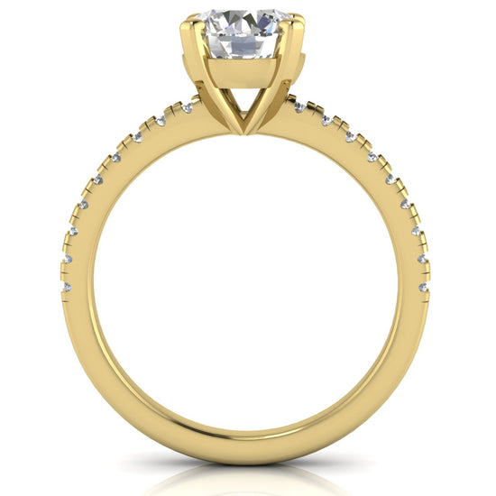 French Pave Basket Round Cut Lab Diamond Engagement Ring