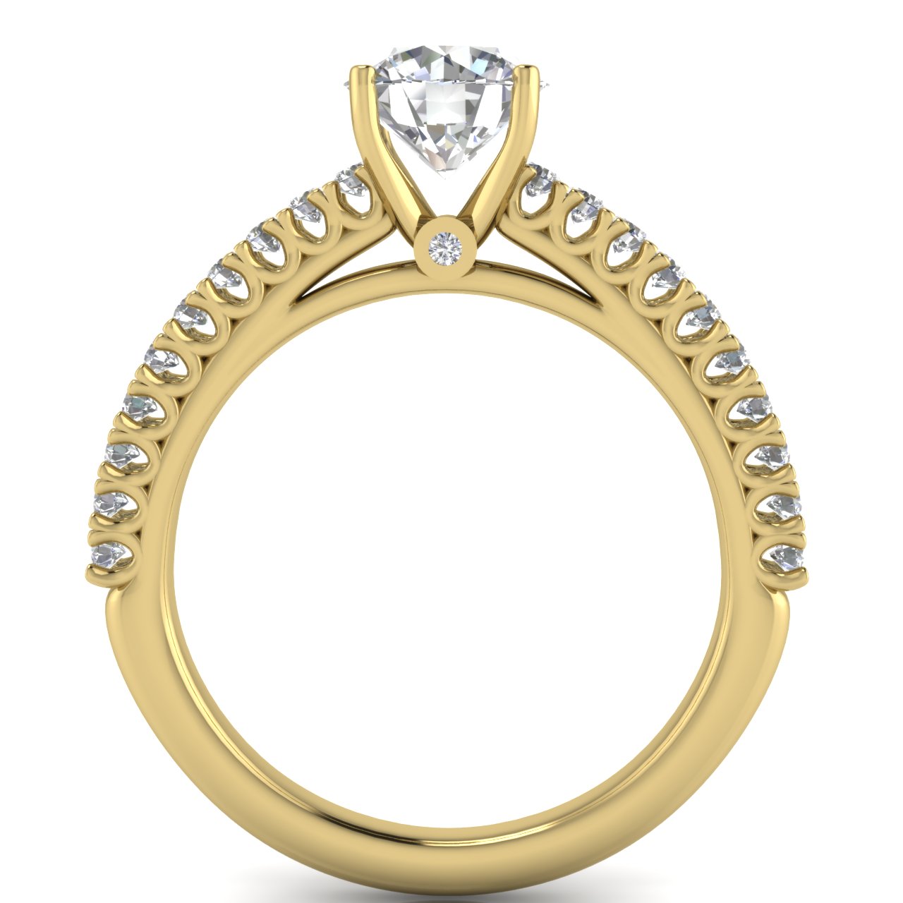 Floating Pave Round Cut Moissanite Engagement Ring