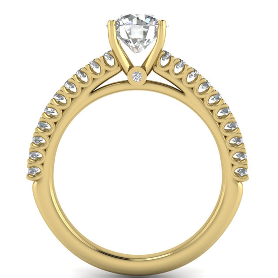Floating Pave Round Cut Moissanite Engagement Ring