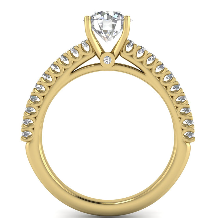 Floating Pave Round Cut Moissanite Engagement Ring