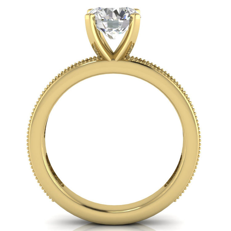 Channel Set Milgrain Round Cut Lab Diamond Engagement Ring