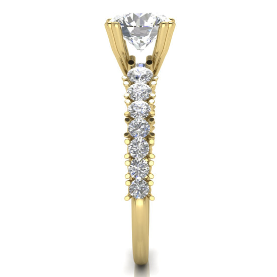 Scalloped Pave Round Cut Lab Diamond Engagement Ring