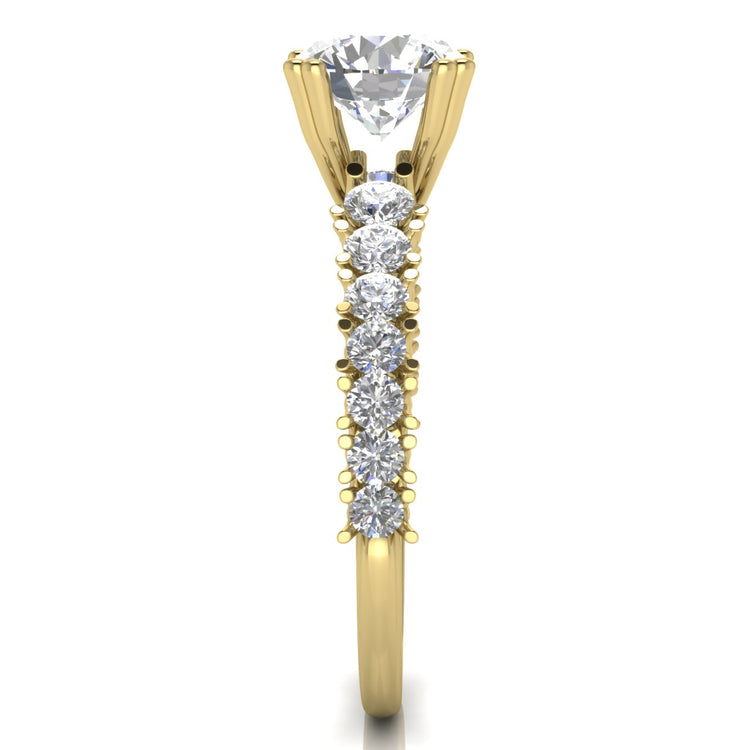 Scalloped Pave Round Cut Lab Diamond Engagement Ring