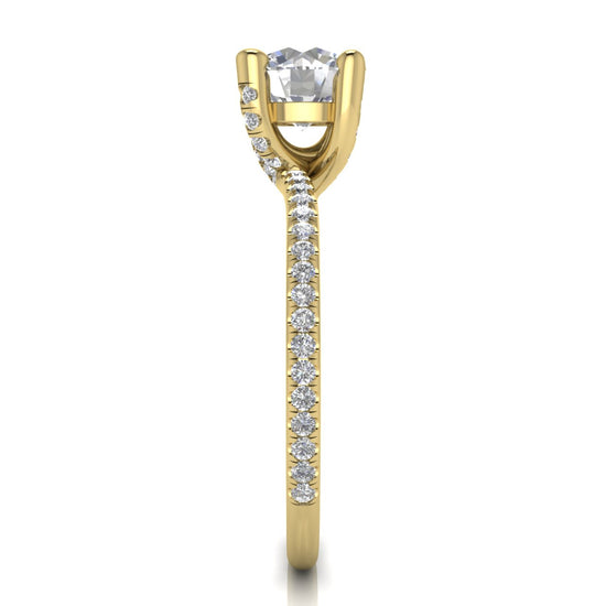 Prong pave Round Cut Moissanite Engagement Ring