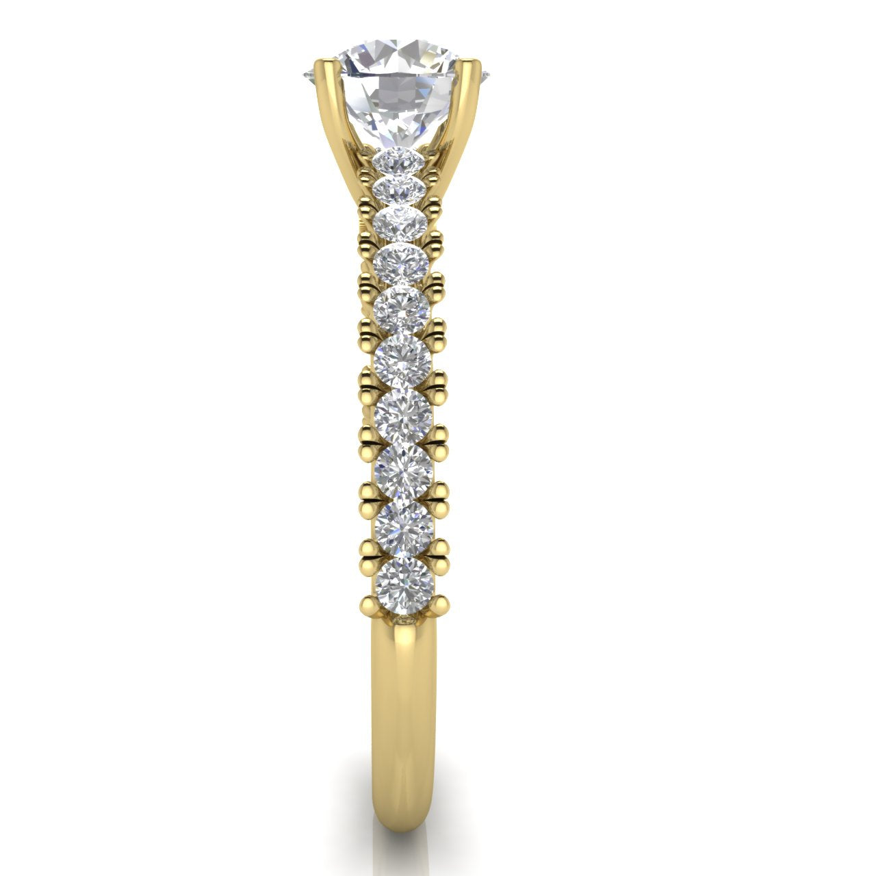 Floating Pave Round Cut Moissanite Engagement Ring