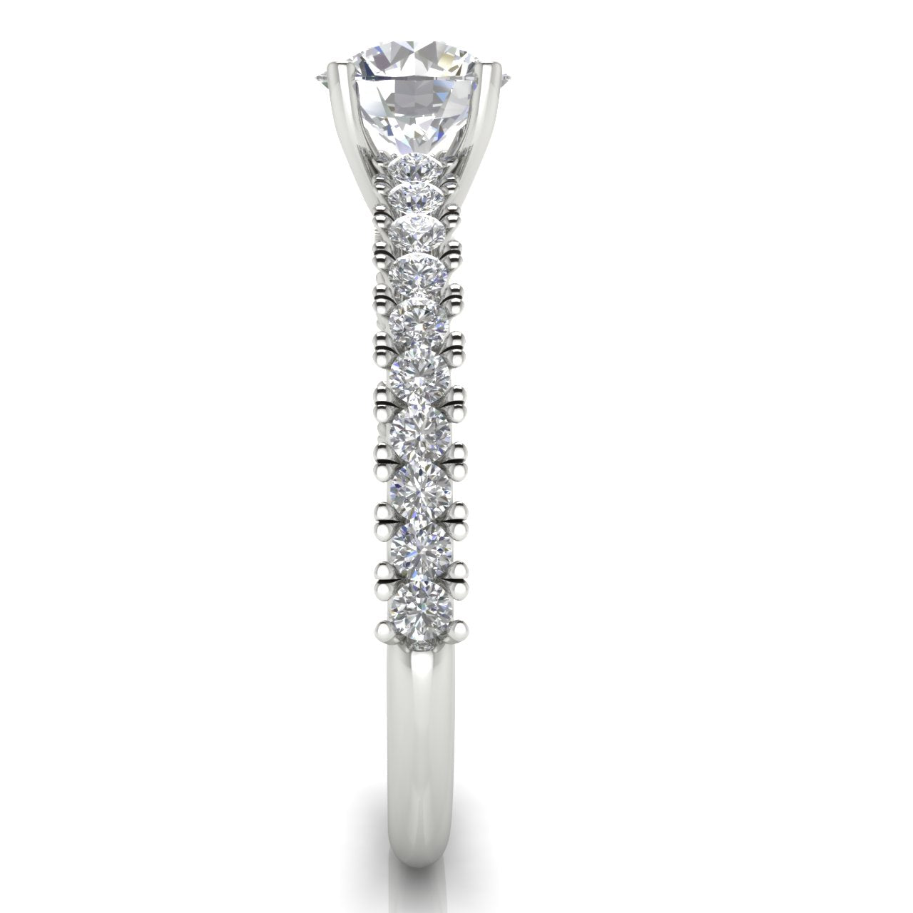 Floating Pave Round Cut Moissanite Engagement Ring