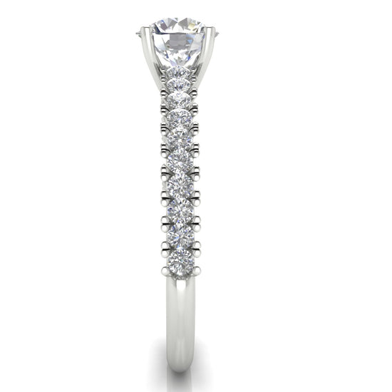 Floating Pave Round Cut Moissanite Engagement Ring