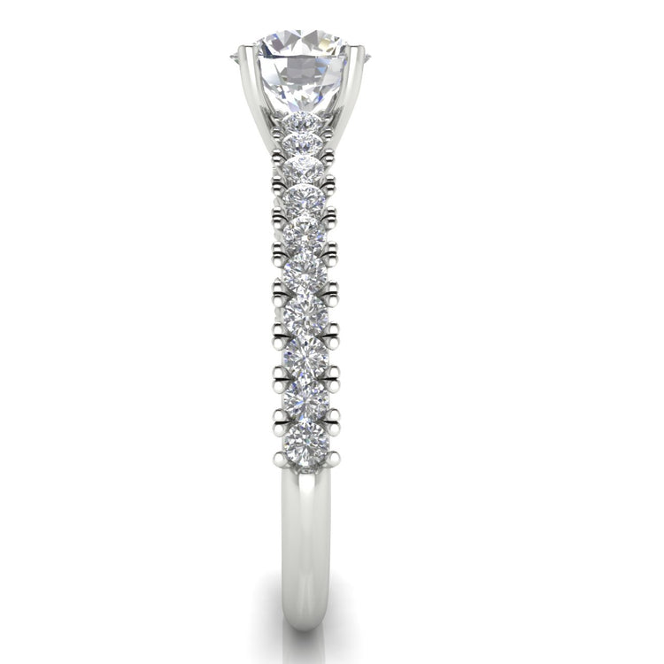 Floating Pave Round Cut Moissanite Engagement Ring