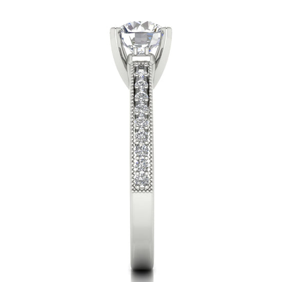 Shoulder Set Vintage Round Cut Moissanite Engagement Ring