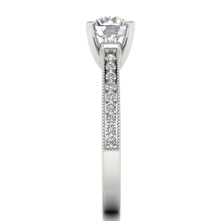 Shoulder Set Vintage Round Cut Moissanite Engagement Ring