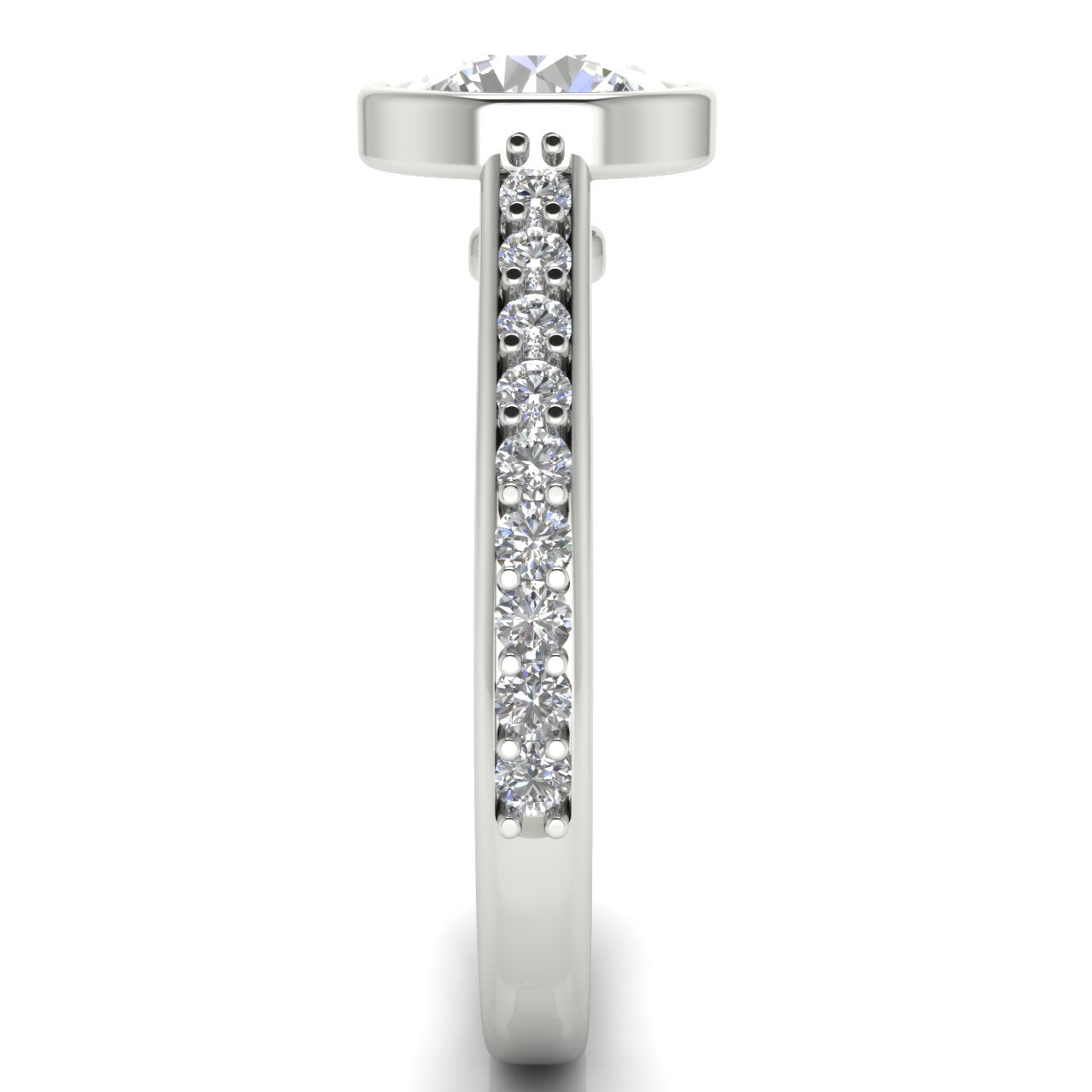 Pave Bezel Round Cut Moissanite Engagement Ring