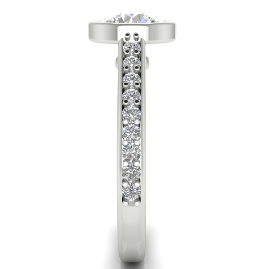 Pave Bezel Round Cut Moissanite Engagement Ring