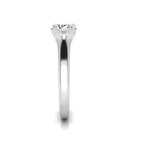 Half Bezel Round Cut Lab Diamond Engagement Ring