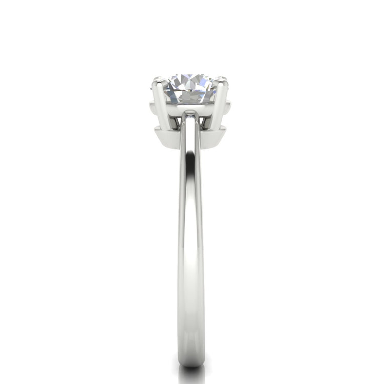 4 Prong Basket Set Round Cut Moissanite Engagement Ring