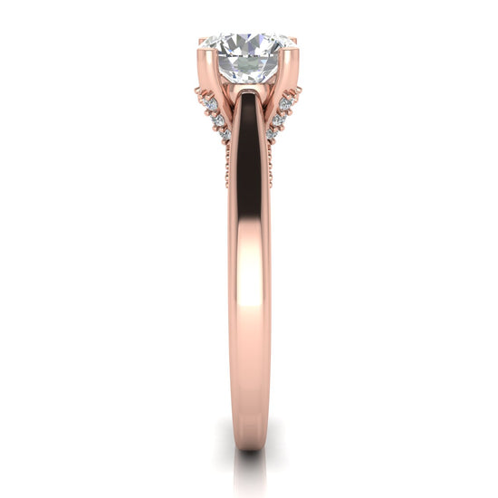 Bridge Paved Round Cut Lab Diamond Engagement Ring