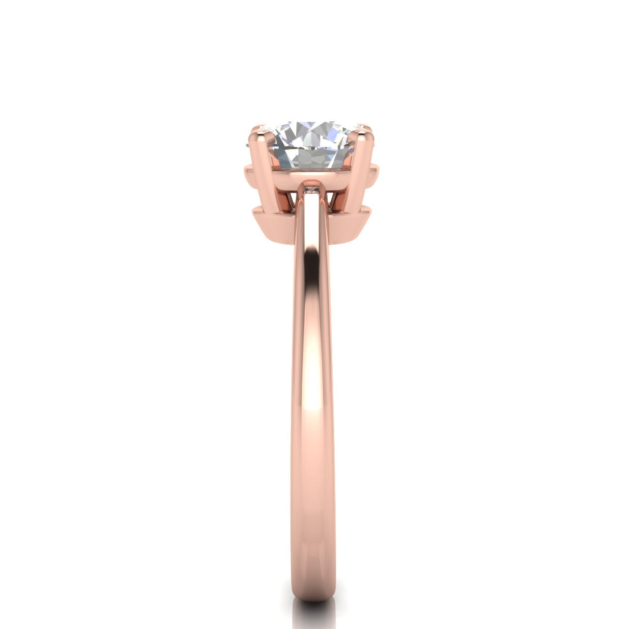 4 Prong Basket Set Round Cut Moissanite Engagement Ring