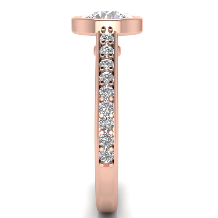Pave Bezel Round Cut Moissanite Engagement Ring