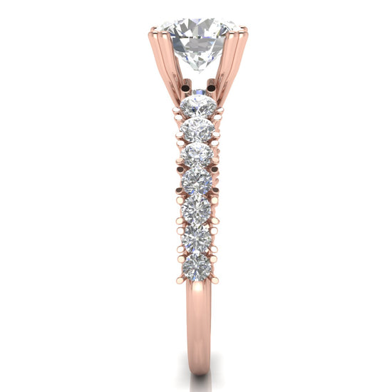 Scalloped Pave Round Cut Lab Diamond Engagement Ring