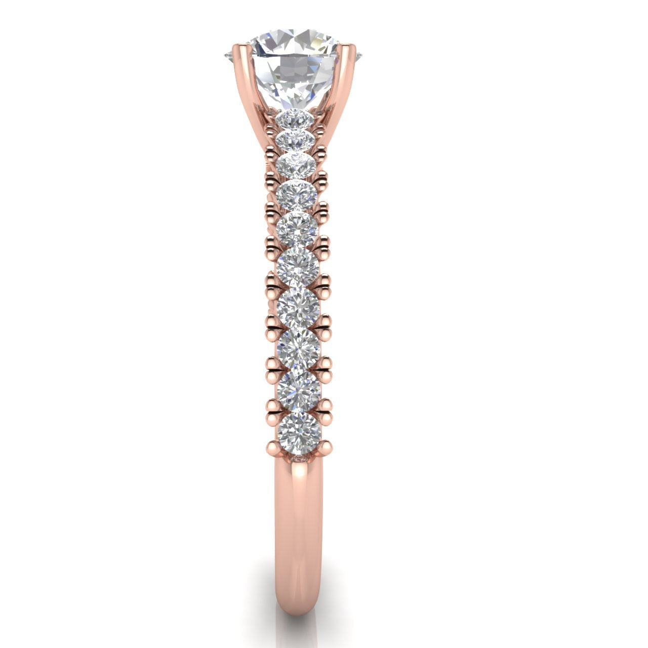 Floating Pave Round Cut Moissanite Engagement Ring