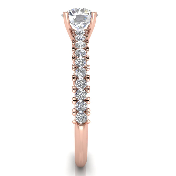 Floating Pave Round Cut Moissanite Engagement Ring