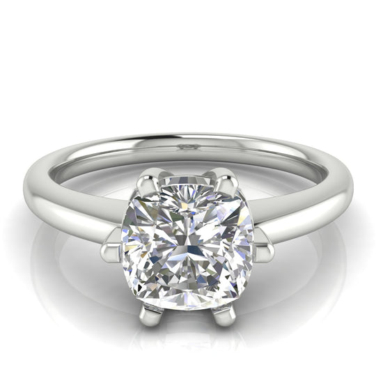 6 Prong Donut Cushion Cut Lab Diamond Engagement Ring