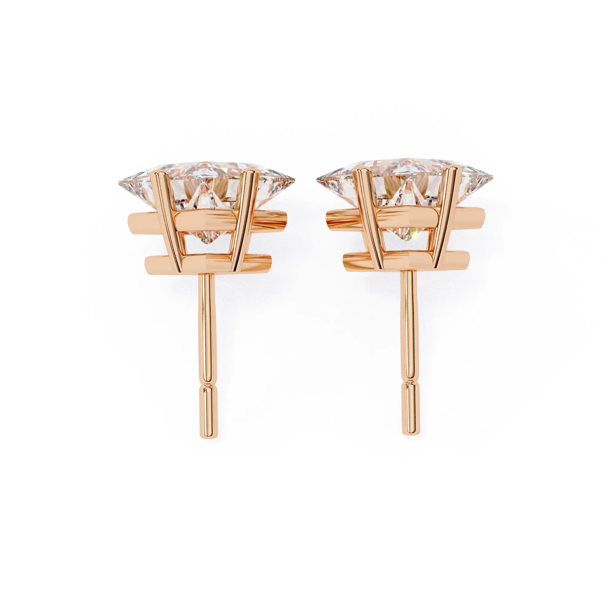 Princess Cut Four Prong Lab Diamond Studs Earring