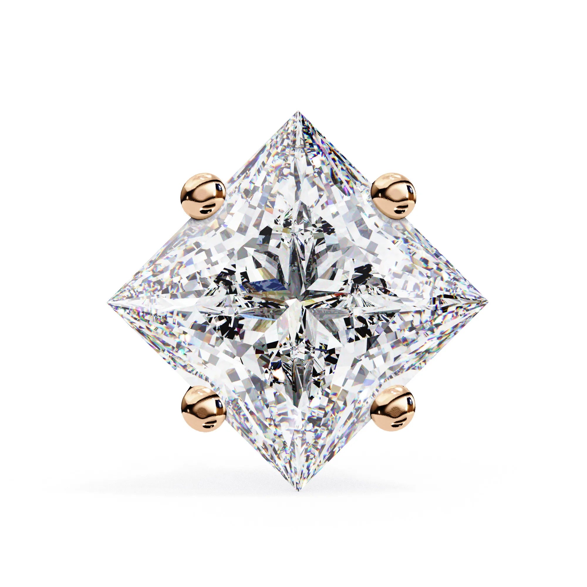 Princess Cut Four Prong Lab Diamond Studs Earring