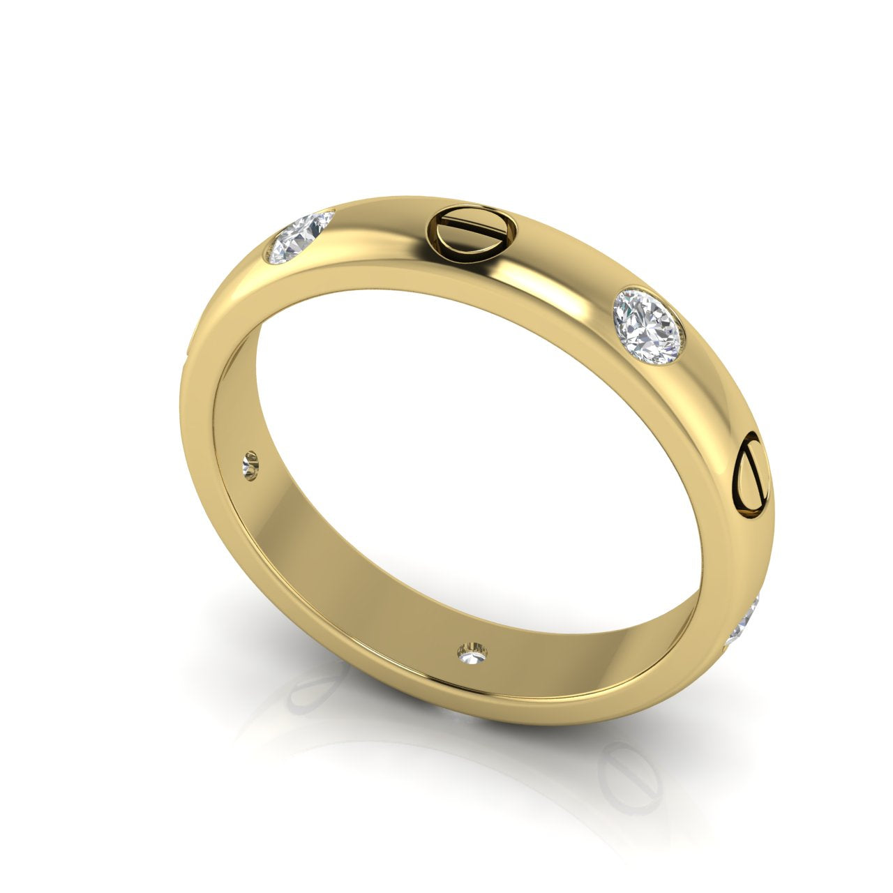 Inset Screw Moissanite Wedding Ring