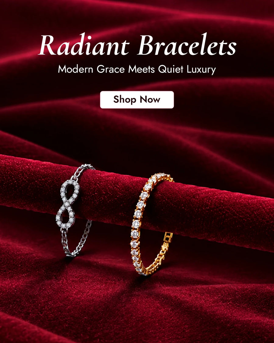 Radiant bracelets collection featuring elegant lab grown diamond bracelets in silver and gold