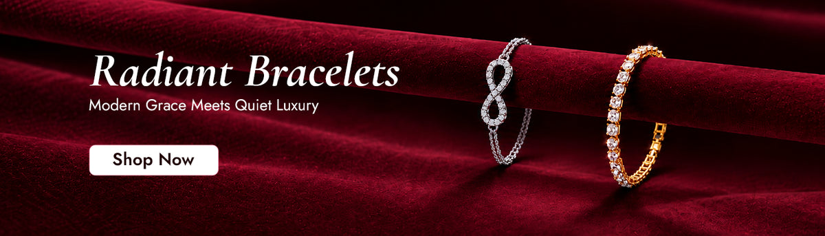 Radiant bracelets collection featuring elegant lab grown diamond bracelets in silver and gold