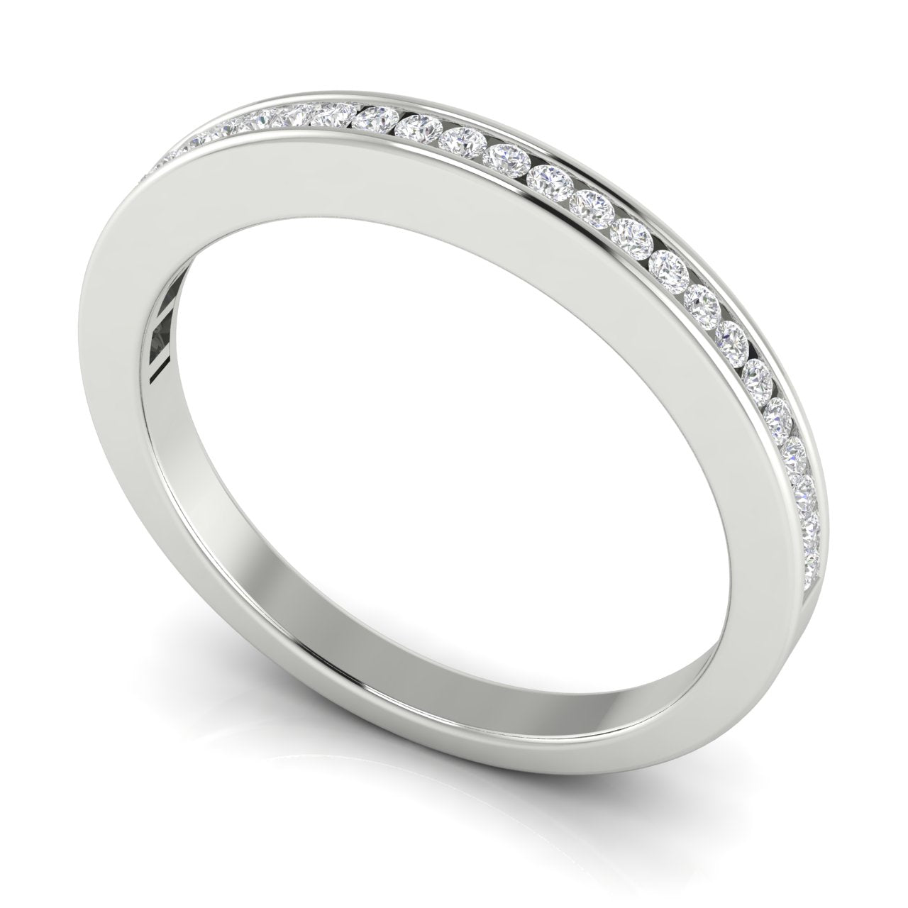 Channel Set Half Eternity Lab Diamond Wedding Ring