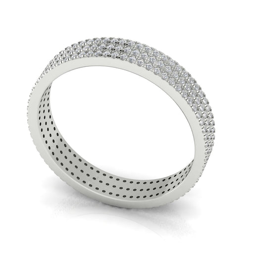 Triple Pave Row Gold Lab Diamond Wedding Ring