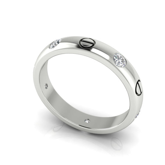 Inset Screw Moissanite Wedding Ring