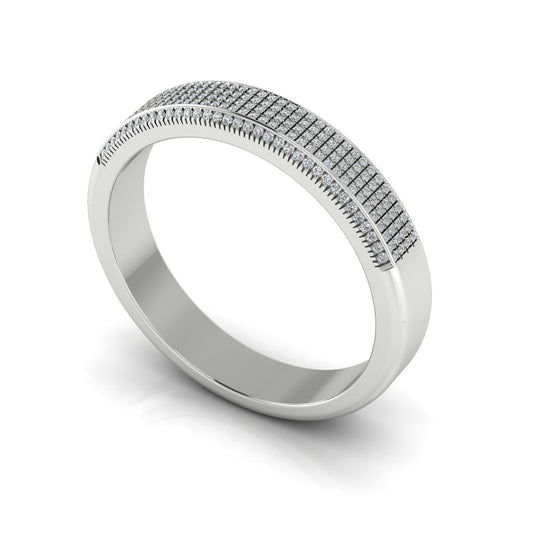 Multi Row Half Eternity Lab Diamond Wedding Ring
