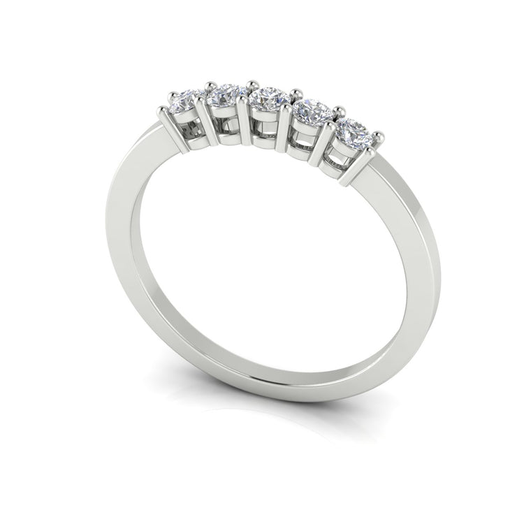 5 Stones Open Basket Set Lab Diamond Wedding Ring