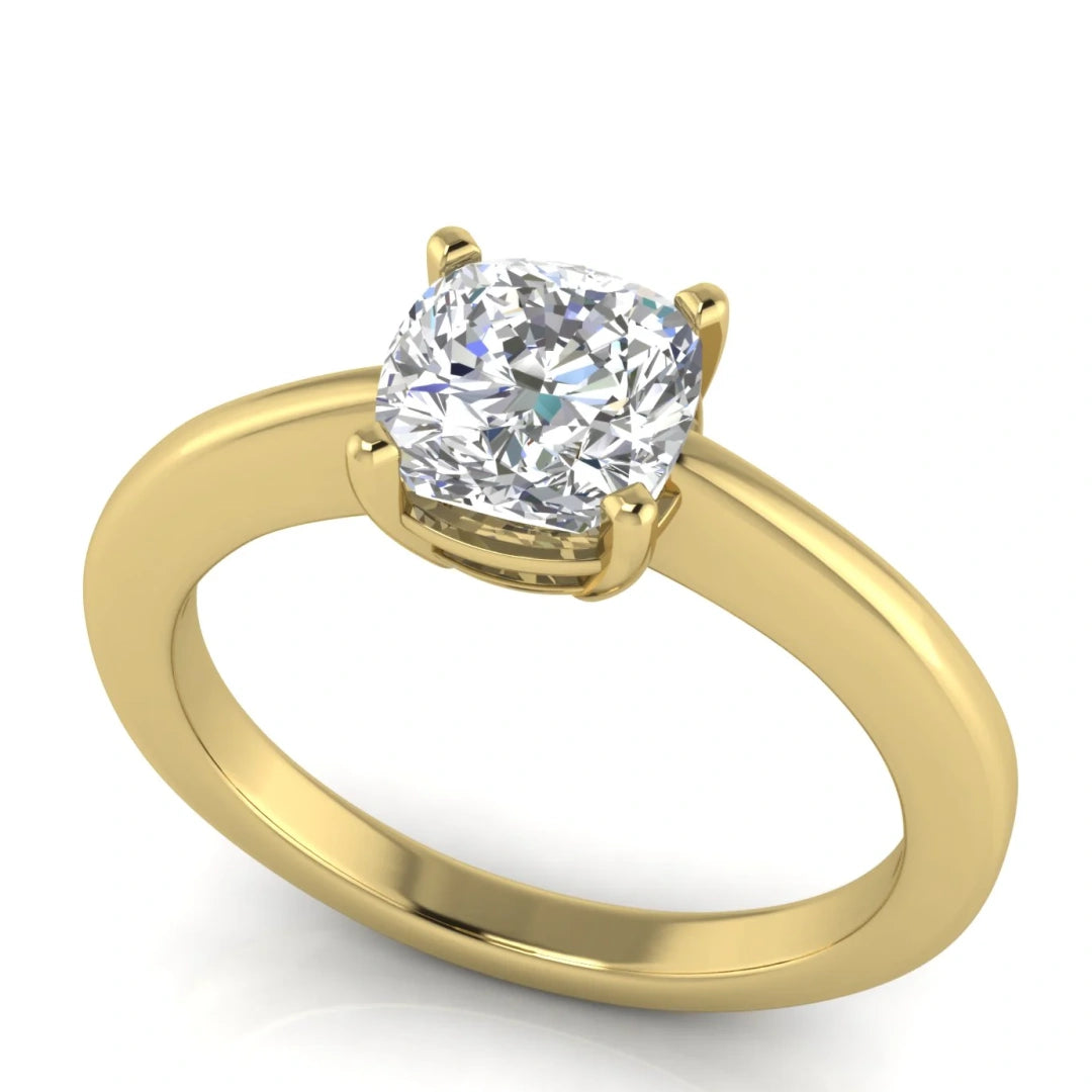 4 Prong Basket Cushion Cut Lab Diamond Engagement Ring