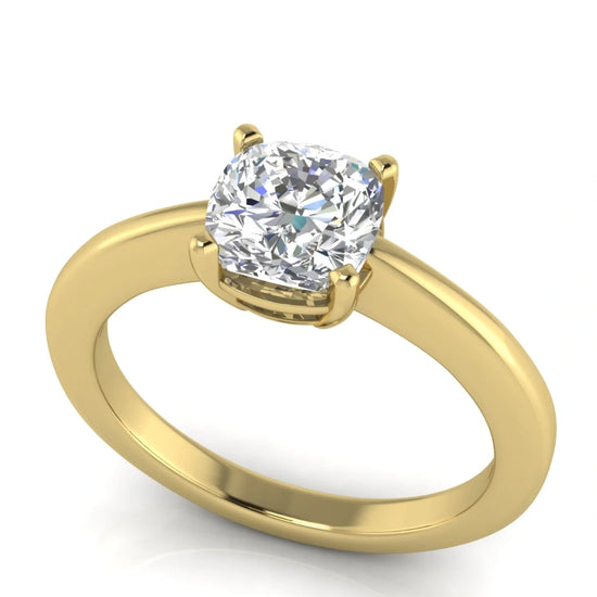 4 Prong Basket Cushion Cut Lab Diamond Engagement Ring