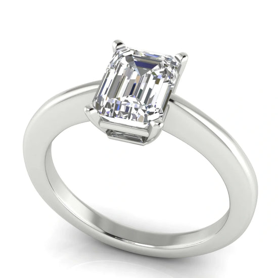 4 Prong Basket Emerald Cut Lab Diamond Engagement Ring