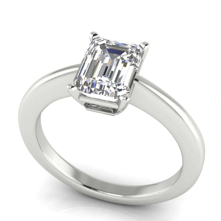 4 Prong Basket Emerald Cut Lab Diamond Engagement Ring