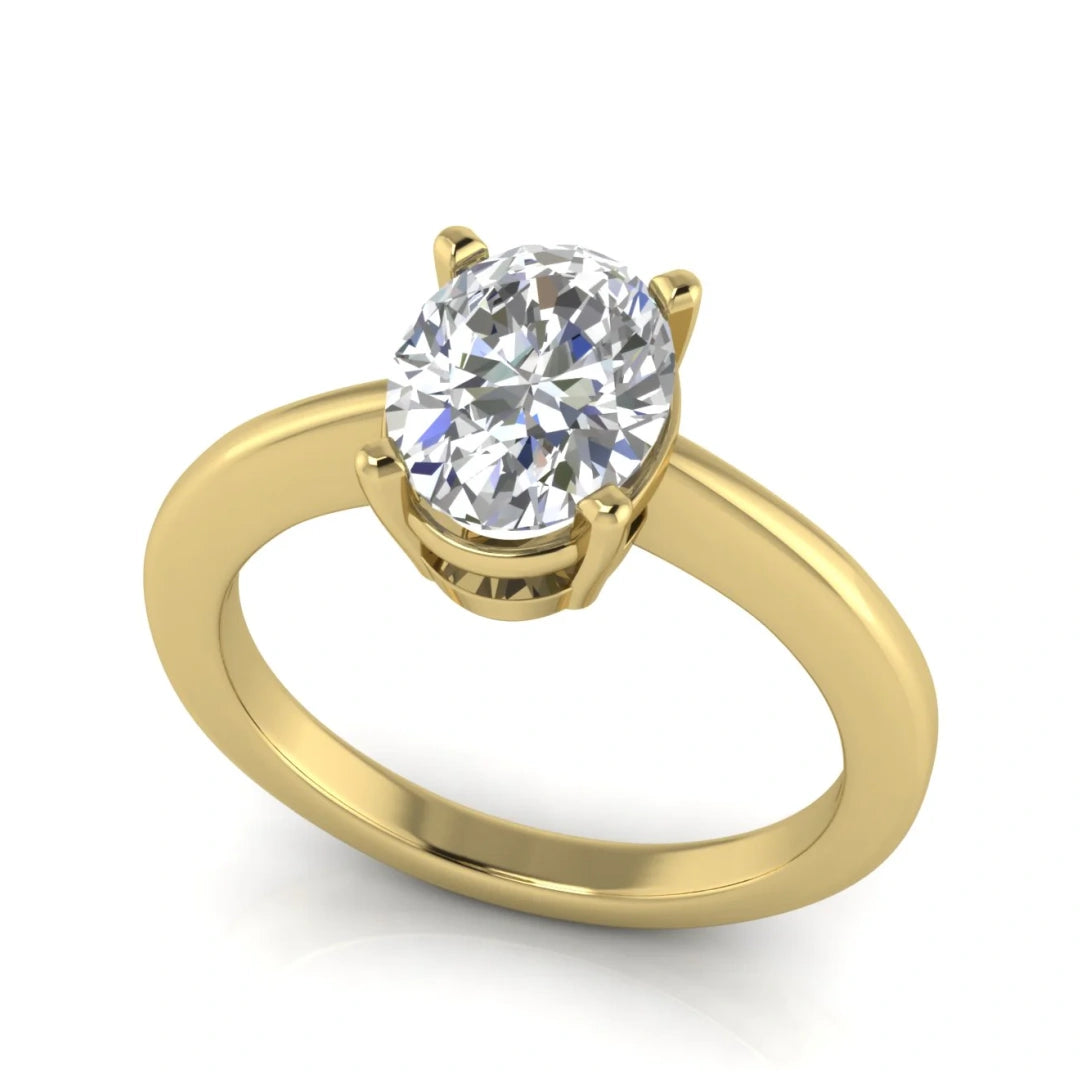 4 Prong Basket Oval Lab Diamond Engagement Ring