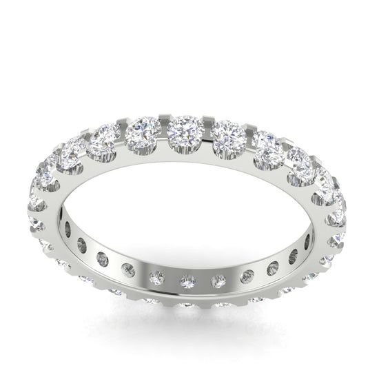 Shared Prong Round Cut Eternity Moissanite Wedding Ring