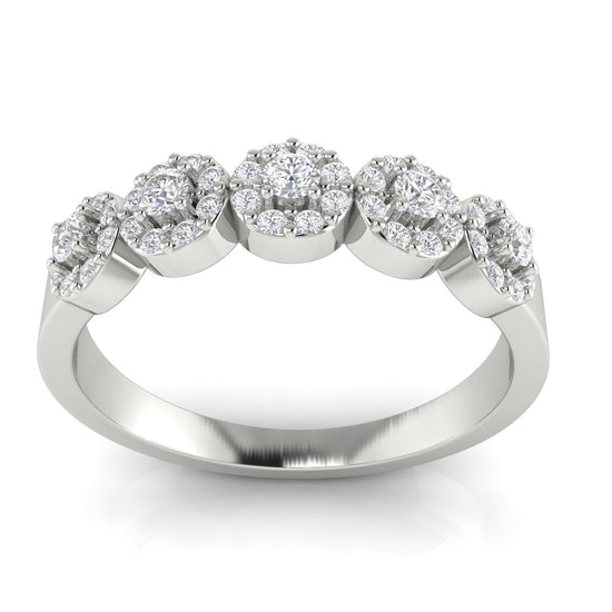 Graceful Halo Circles Half Eternity Moissanite Wedding Ring