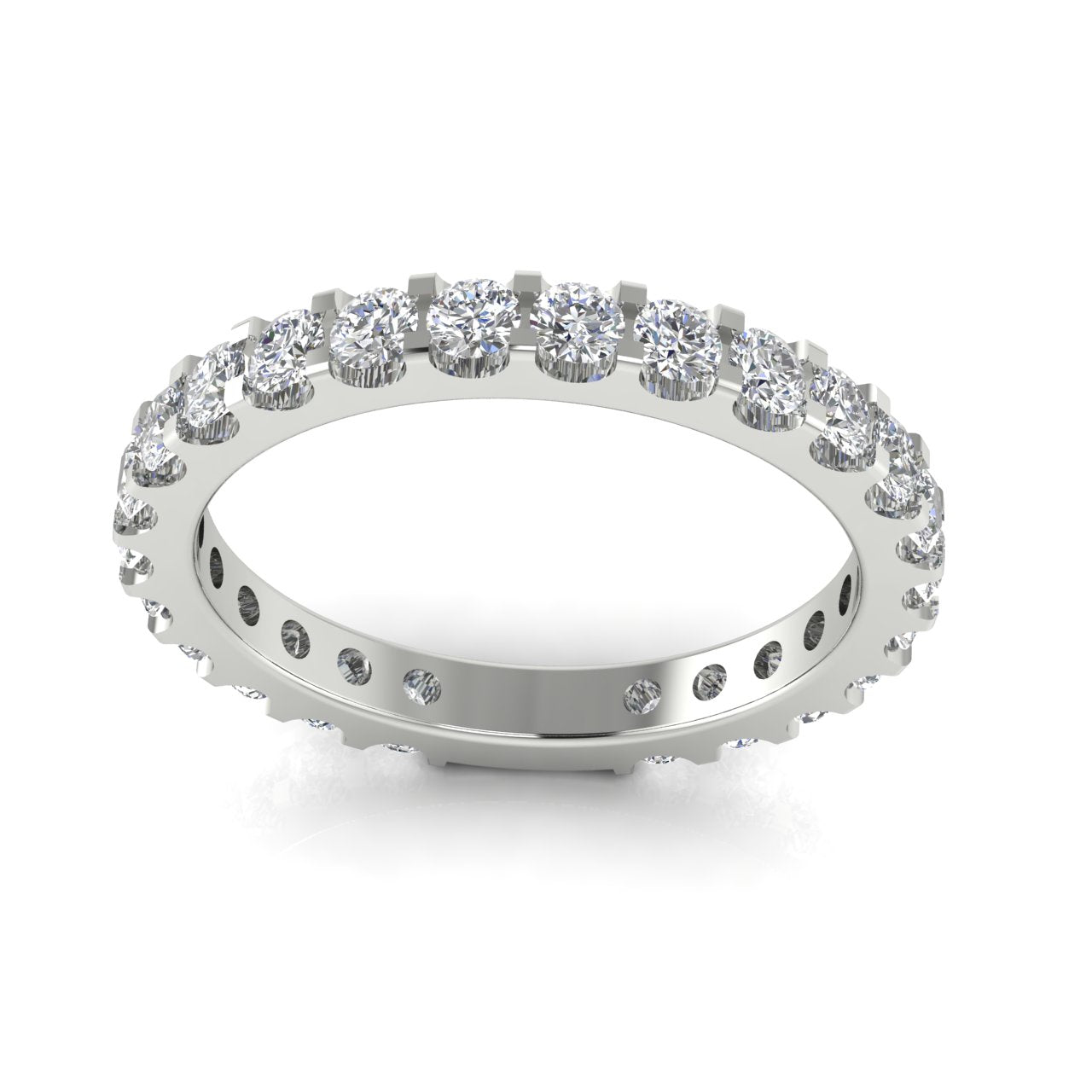 Triple Pave Row Gold Moissanite Wedding Ring