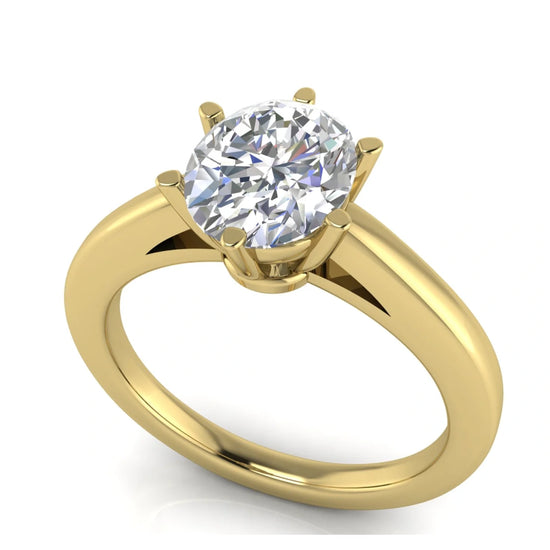 6 Prong Cathedral Oval Lab Diamond Engagement Ring