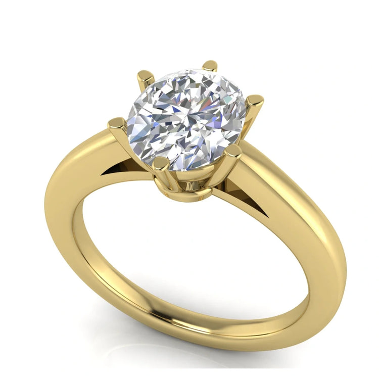 6 Prong Cathedral Oval Lab Diamond Engagement Ring