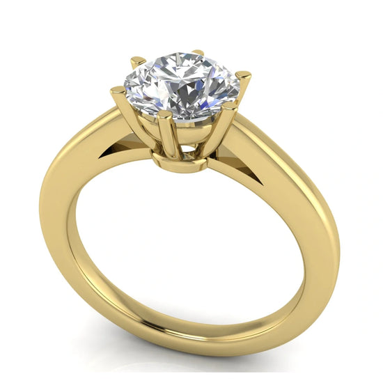 6 Prong Cathedral Round Cut Lab Diamond Engagement Ring