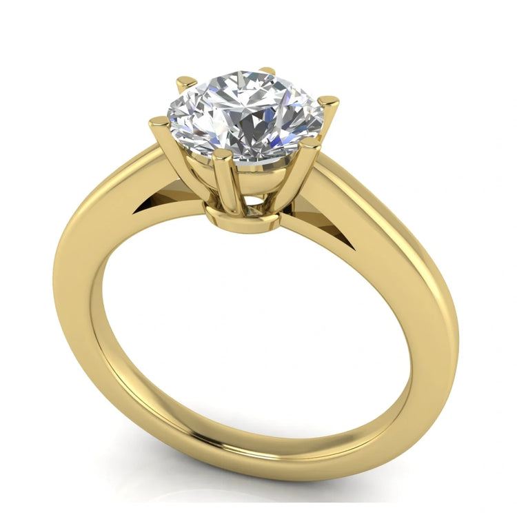 6 Prong Cathedral Round Cut Lab Diamond Engagement Ring