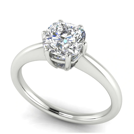 6 Prong Donut Cushion Cut Lab Diamond Engagement Ring